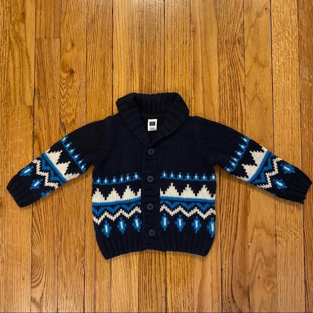 Janie And Jack Shawl Faire Isle Sweater 3-6m